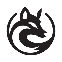 Minimalist wolf animal with white background