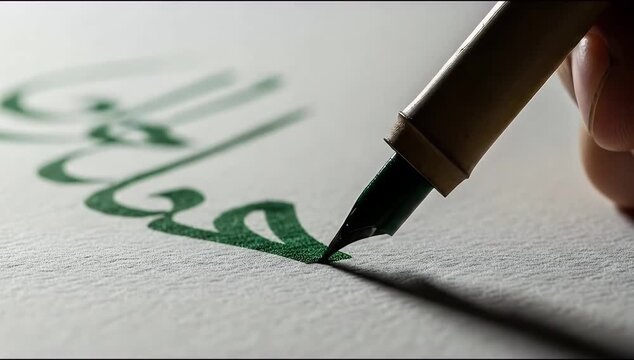 Patriotic Calligraphy in Pakistan's National Green Color for Independence Da