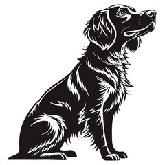 Golden retriever dog sitting profile illustration