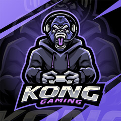 Kong gaming esport mascot logo design