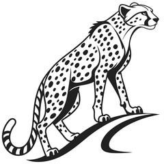 Obraz premium Stylized cheetah standing on a curved line