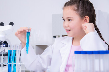 Learning and education for Asian student in classroom where children engage in interactive...