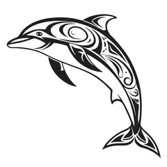 Obraz premium Tribal dolphin jumping, isolated on white background