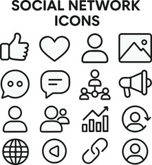 A collection of social media icons provides a vector set perfect for marketing, web design and illustrating social networking applications.