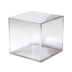Clear, square acrylic storage box