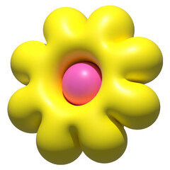 3d visual asset flower shape with yellow color and inflate style