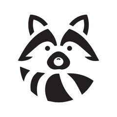Minimalist raccoon animal with white background