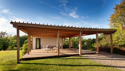 Fototapeta premium pergola on passive house