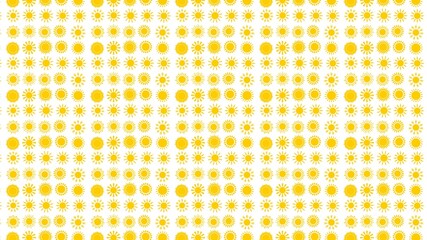 Cartoon seamless pattern illustration flat design sun icon with hot light ray used for fabric, picture label, wallpaper, banner, poster. Solar system planet, yellow, orange.