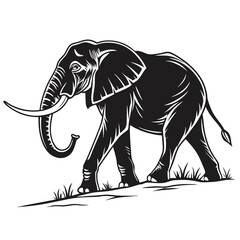 Obraz premium Majestic elephant walking through grassy terrain