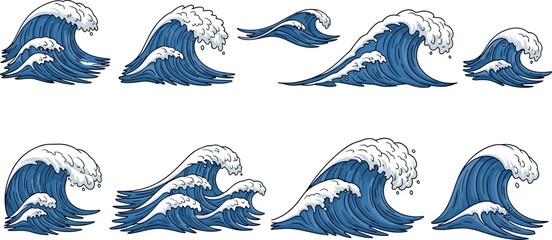Ocean storm round wave set