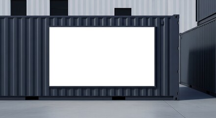 Fototapeta premium Blank White Billboard on a Shipping Container Wall, Realistic Outdoor Ad Space Presentation