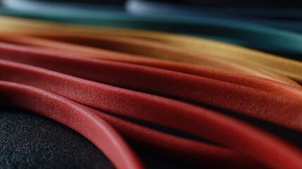 Close-up of a group of colorful ribbons. the ribbons are arranged in a way that they are overlapping each other, creating a sense of depth and dimension.