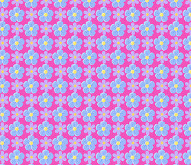 Seamless floral pattern featuring alternating blue and  flowers on a light pink  background. Abstract floral background for design element. Vector illustration