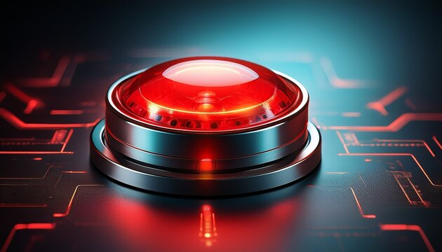 illuminated red button urgent notification of a critical system state requiring immediate attention