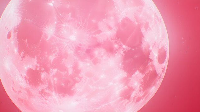 Pink Moon Closeup Space Fantasy Art