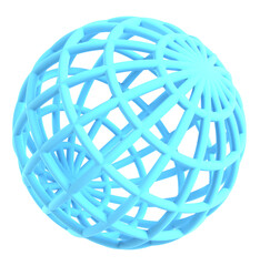 水色のワイヤーフレームで表現された球体の地球グリッドとデジタルネットワークの象徴的イラスト
