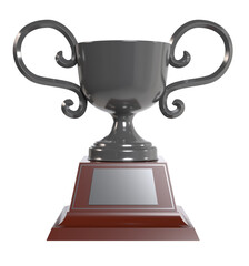 銀色のトロフィーとクラシックな表彰カップの3Dイラスト