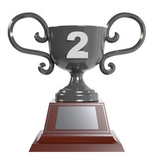 銀色のトロフィーとクラシックな表彰カップの3Dイラスト