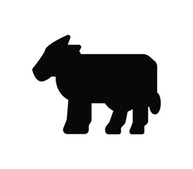 Silhouette of a Cow in Black on a White Background for Farm Theme