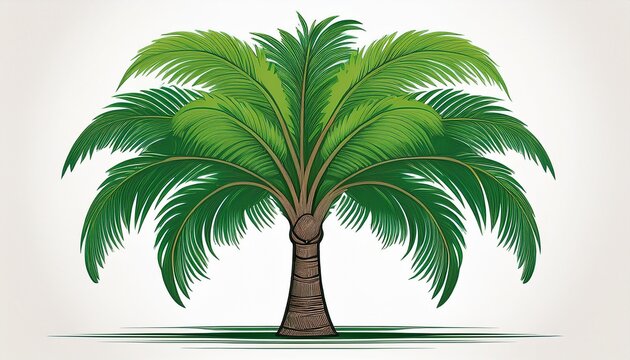 green palm tree on white background