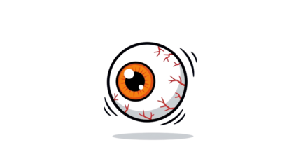 Spooky eyeball illustration hovers against a dark background, perfect for Halloween designs and scary themes with a transparent area.