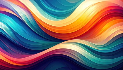 Obraz premium Abstract Wave Design Featuring A Multitude Of Colorful Swirls And Striations With Dynamic Light Effects