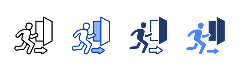 Emergency Evacuation icon set multiple style collection