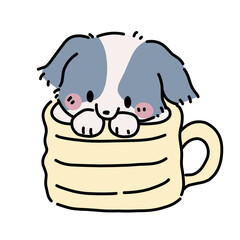 Fototapeta premium Puppy in Mug vector illustration art 