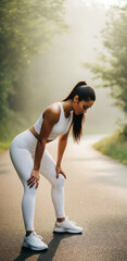 Fitness Motivation Concept Female Runner on Forest Trail