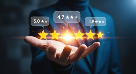 High Customer Satisfaction Ratings Displayed in Hand