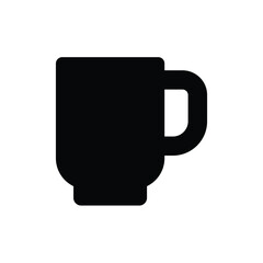 Minimalist Black Mug Icon on White Background for Modern Design Projects