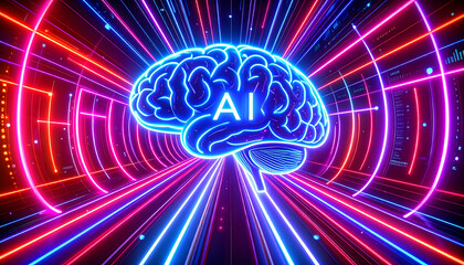 advanced artificial intelligence embedded within technology abstract human head rendered from a multitude of small