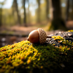autumn leaves and acorns