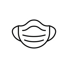 Simple Line Art Illustration of a Face Mask in Black and White Design