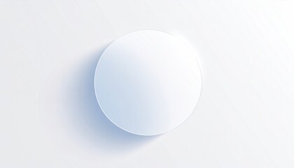 Abstract White Circle Floating With Shadow On White Surface