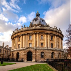 Obraz premium Round stone building with dome under cloudy sky