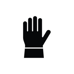 Obraz premium Black silhouette of a raised hand gesture for stop or warning sign
