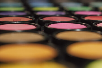 A palette with water-soluble paints for drawing. Abstract background. Back to school