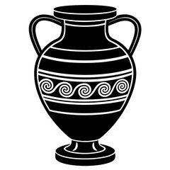 Classic Black and White Greek Vase Illustration with Ornate Patterns