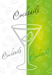 Summer cocktail with lime, cafe menu - vector image, template, background