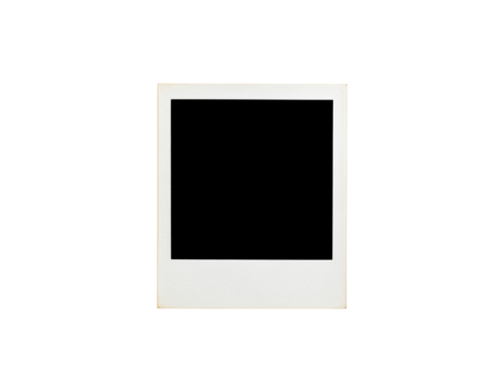 Aged blank instant photo frame with a white textured border and empty space for an image.