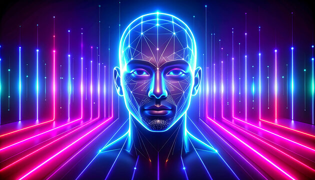 An artistic representation of artificial intelligence or a digital brain