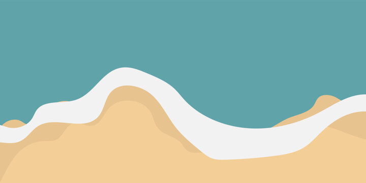 Horizontal vector illustration of a sandy beach with shells and starfish