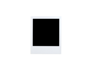 Blank white instant photo frame with a classic retro style and empty square center.