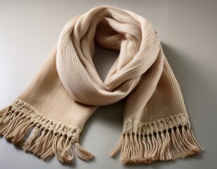 beige soft wool scarf with fringe a versatile warm accessory