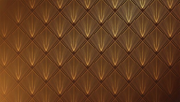 art deco pattern gold luxury frame gatsby line invitation or premium brown cover abstract style horizontal premium decorative banner creative golden geometry background