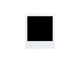 Classic white instant photo frame with a blank center and subtle diagonal texture.