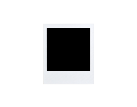 Classic white instant photo frame with a blank center and subtle diagonal texture.