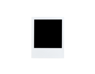 Classic white instant photo frame with a blank center and textured bottom border.
